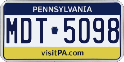 PA license plate MDT5098