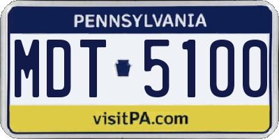 PA license plate MDT5100