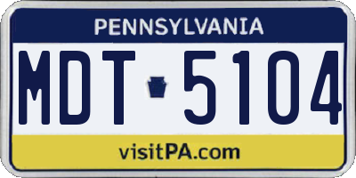 PA license plate MDT5104