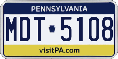 PA license plate MDT5108