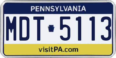 PA license plate MDT5113