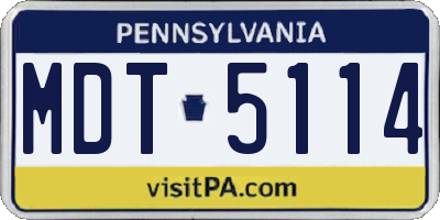 PA license plate MDT5114