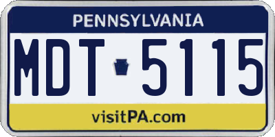 PA license plate MDT5115