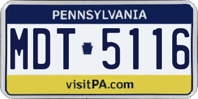 PA license plate MDT5116