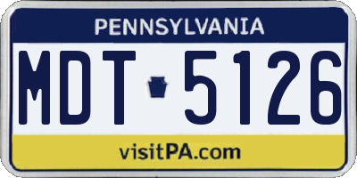 PA license plate MDT5126