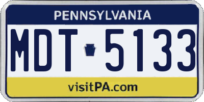 PA license plate MDT5133