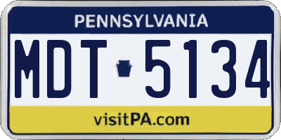 PA license plate MDT5134