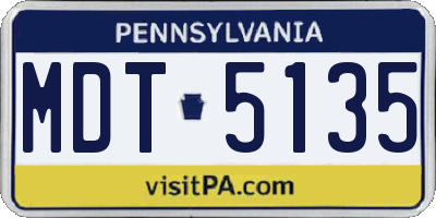PA license plate MDT5135