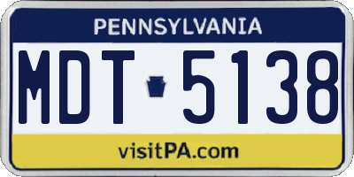 PA license plate MDT5138
