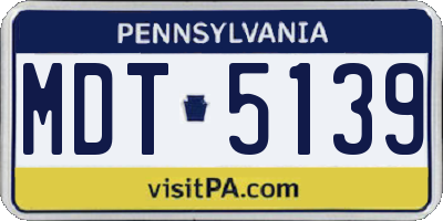 PA license plate MDT5139