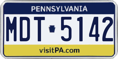 PA license plate MDT5142
