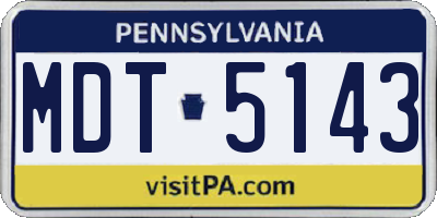 PA license plate MDT5143