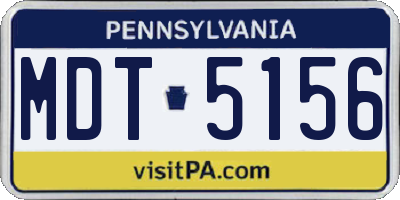 PA license plate MDT5156