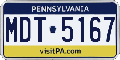 PA license plate MDT5167