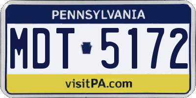 PA license plate MDT5172