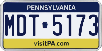 PA license plate MDT5173