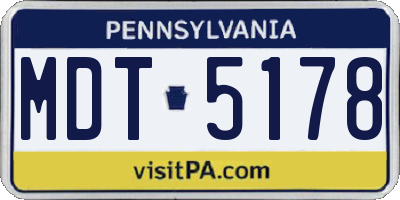 PA license plate MDT5178