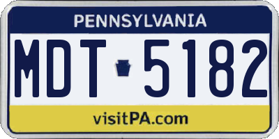 PA license plate MDT5182