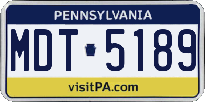 PA license plate MDT5189