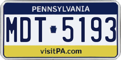 PA license plate MDT5193