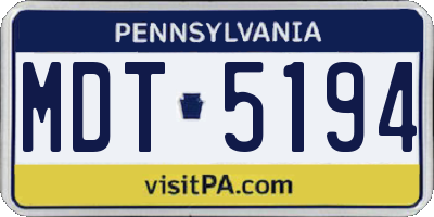 PA license plate MDT5194