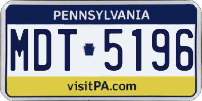 PA license plate MDT5196