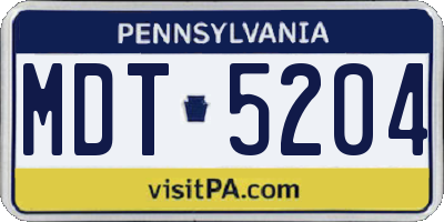 PA license plate MDT5204