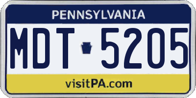 PA license plate MDT5205