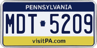 PA license plate MDT5209