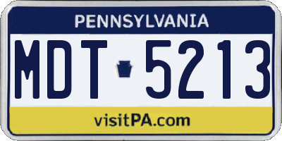 PA license plate MDT5213