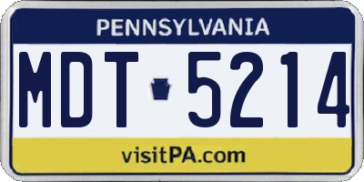 PA license plate MDT5214