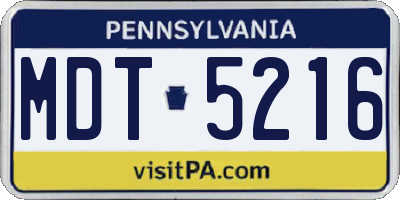 PA license plate MDT5216