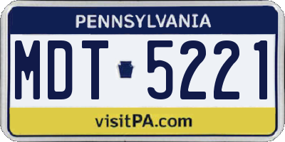 PA license plate MDT5221