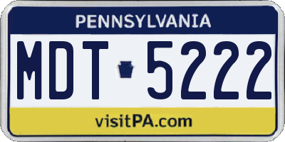 PA license plate MDT5222