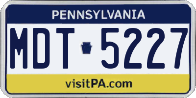 PA license plate MDT5227