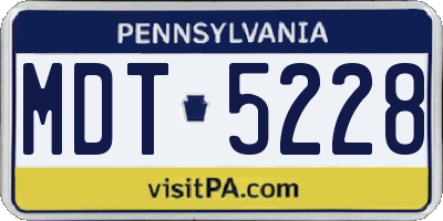 PA license plate MDT5228