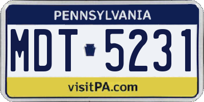 PA license plate MDT5231