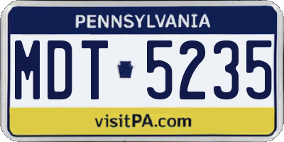 PA license plate MDT5235