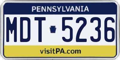 PA license plate MDT5236