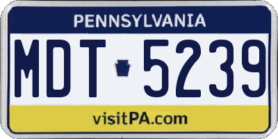 PA license plate MDT5239