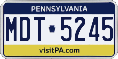 PA license plate MDT5245