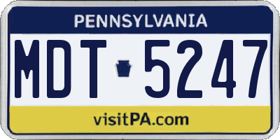 PA license plate MDT5247