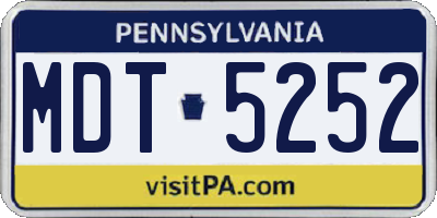 PA license plate MDT5252