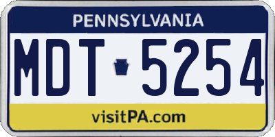 PA license plate MDT5254