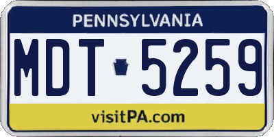 PA license plate MDT5259
