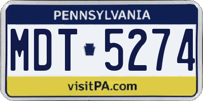 PA license plate MDT5274