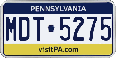 PA license plate MDT5275