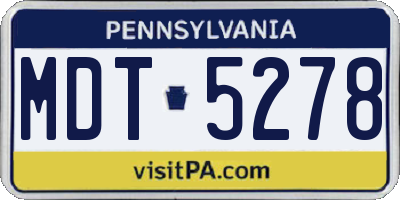 PA license plate MDT5278