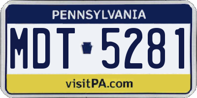 PA license plate MDT5281