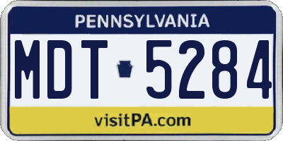 PA license plate MDT5284